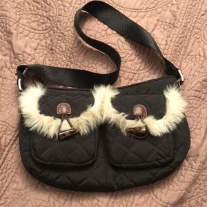 Black Purse with faux fur